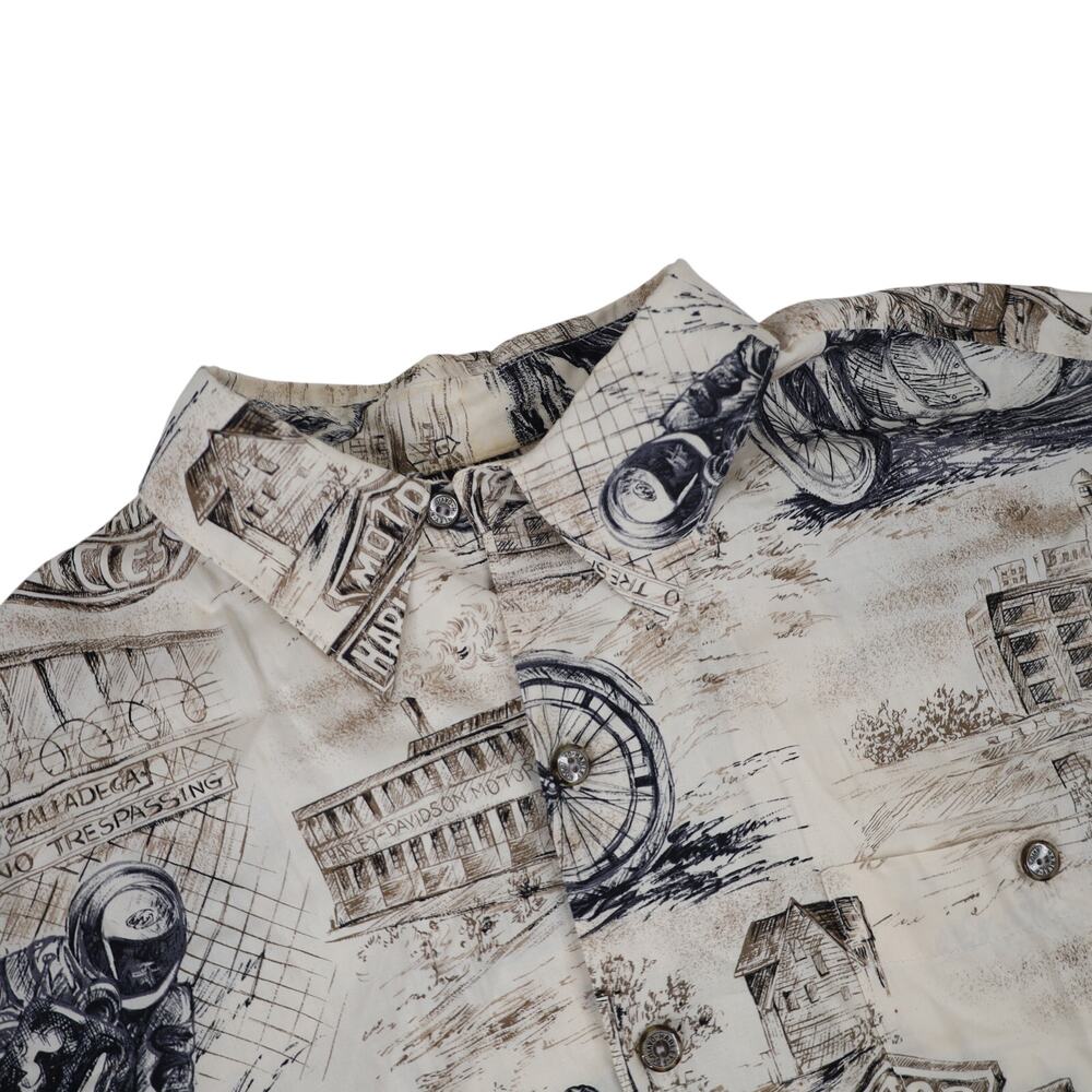 Vintage Harley Davidson x Tori Richards Allover Print Viscose Button Up Shirt - Picture 5 of 9
